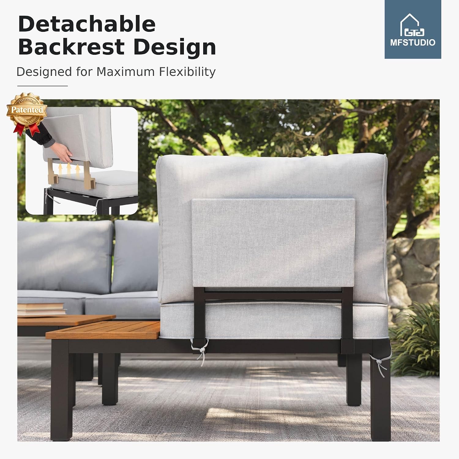 4pc Metal L-Shaped Patio Sectional Set