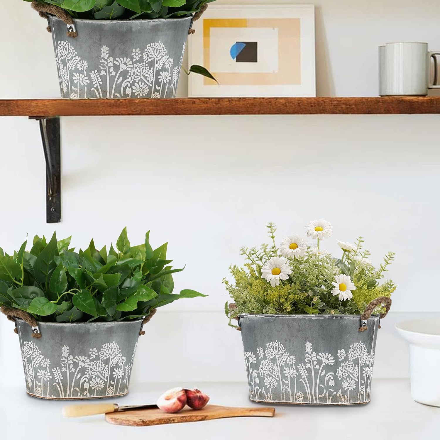 3 Oval Galvanized Metal Planter Tubs