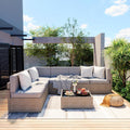 Gray 7-Piece All-Weather Wicker Patio Sectional Set