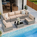 Gray Khaki 7pc Wicker Patio Set