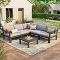 6pc Black HIPS Frame Outdoor Modular Sectional Sofa Set