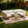 Beige 7pc All-Weather Wicker Patio Set